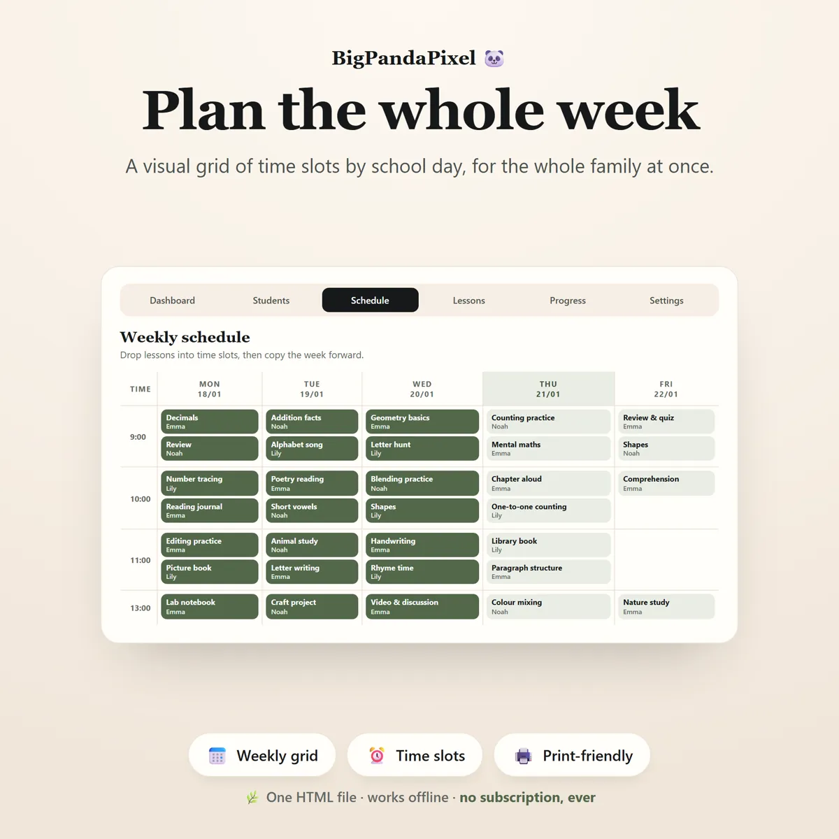 Build one week, then copy it forward