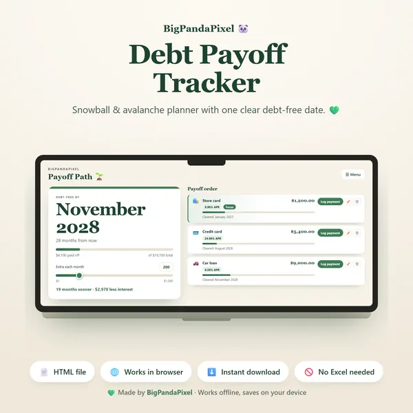 Payoff Path: snowball and avalanche planner with one clear debt-free date.