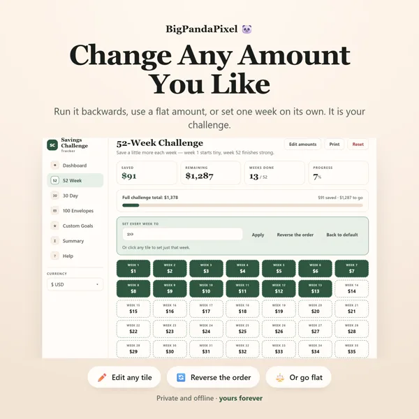 Savings Challenge Tracker screen 10.