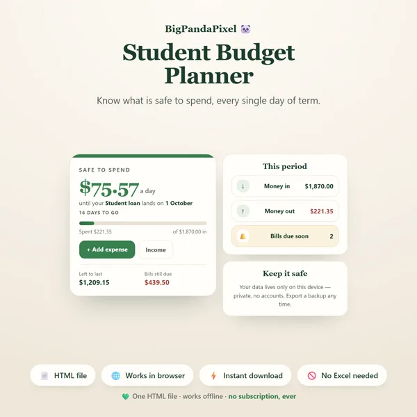Student Budget Planner screen 01.