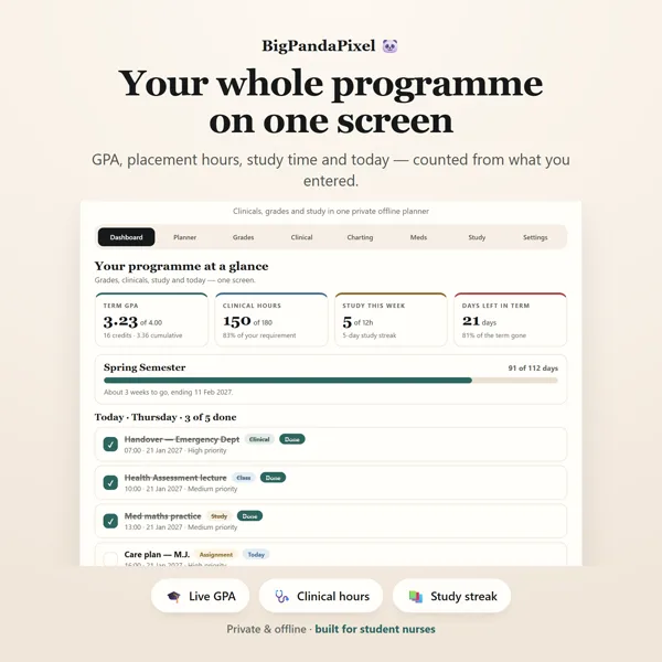 Student Nurse Planner screen 02.