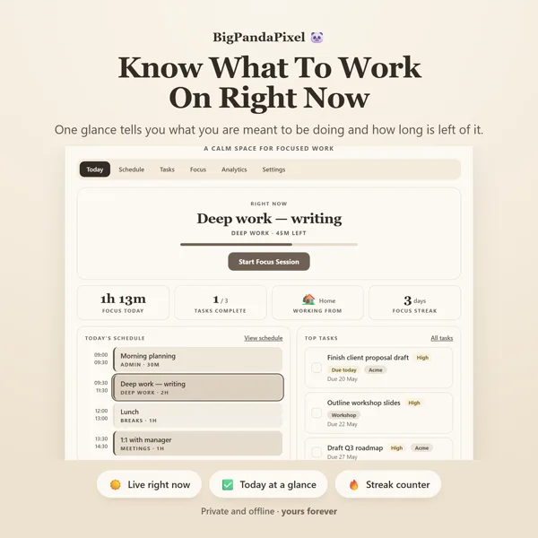 Work From Home Planner screen 02.