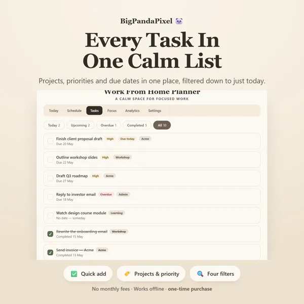 Work From Home Planner screen 05.
